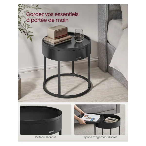 Lot de 2 Tables Basses Noyer Naturel et Noir Table Gigogne Industrielle