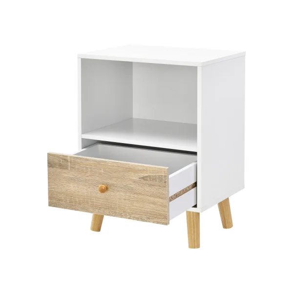 Lot de 2 tables de Chevet 40 x 30 x 54 cm Blanc et Chêne Table de Nuit Scandinave