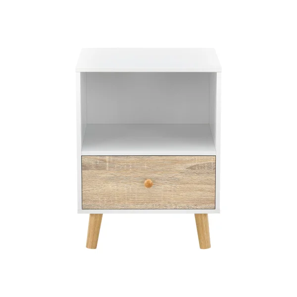 Lot de 2 tables de Chevet 40 x 30 x 54 cm Blanc et Chêne Table de Nuit Scandinave