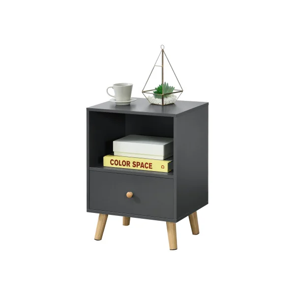 Lot de 2 tables de Chevet 40 x 30 x 54 cm Grise Table de Nuit Scandinave