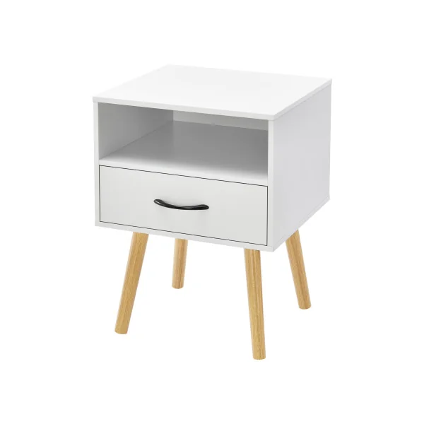 Lot de 2 Tables de Chevet 42 x 40 x 57 cm Blanche Table de Nuit Scandinave
