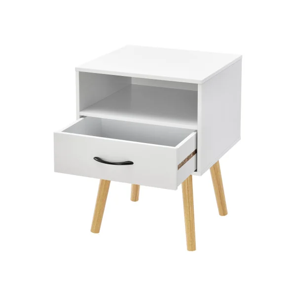 Lot de 2 Tables de Chevet 42 x 40 x 57 cm Blanche Table de Nuit Scandinave