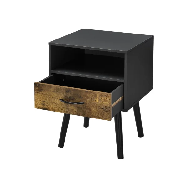 Lot de 2 Tables de Chevet 42 x 40 x 57 cm Noir Marron Rustique Table de Nuit Scandinave