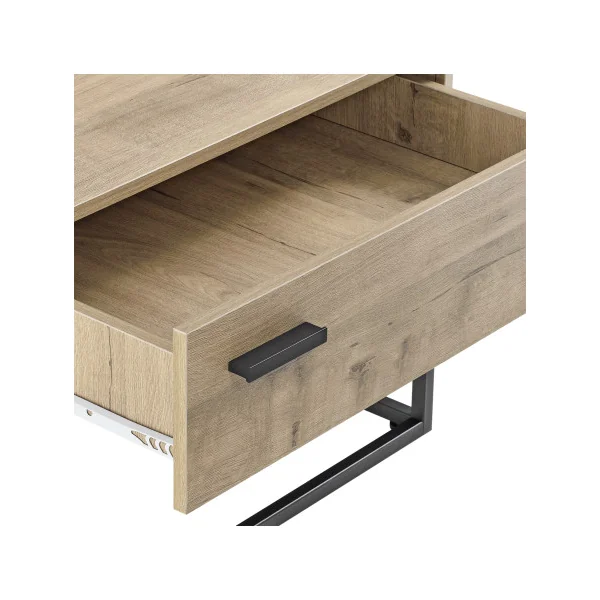 Lot de 2 Tables de Chevet Chêne et Acier Noir 55 x 40 x 39 cm Table de Nuit Industrielle