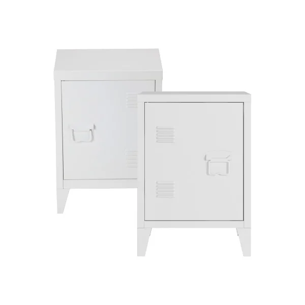 Lot de 2 Tables de Chevet en Métal 40 x 30 x 57 cm Blanc 1 Porte