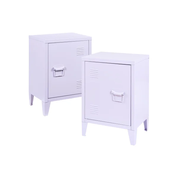 Lot de 2 Tables de Chevet en Métal 40 x 30 x 57 cm Violet 1 Porte