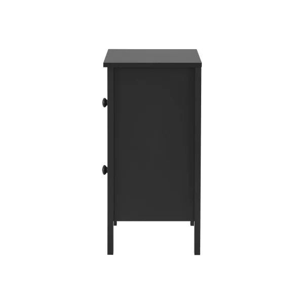 Lot de 2 Tables de Chevet Noir 27 x 25 x 52 cm Table de Nuit 2 Tiroirs