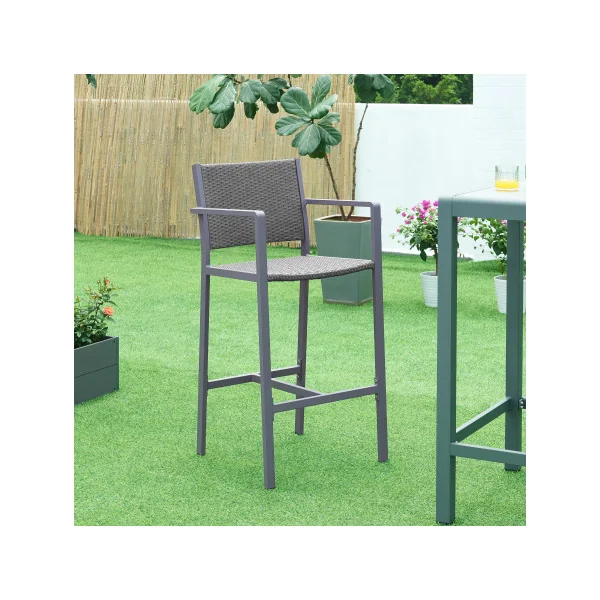 Lot de 2 Tabourets de Bar de Jardin en Aluminium 75 cm Anthracite