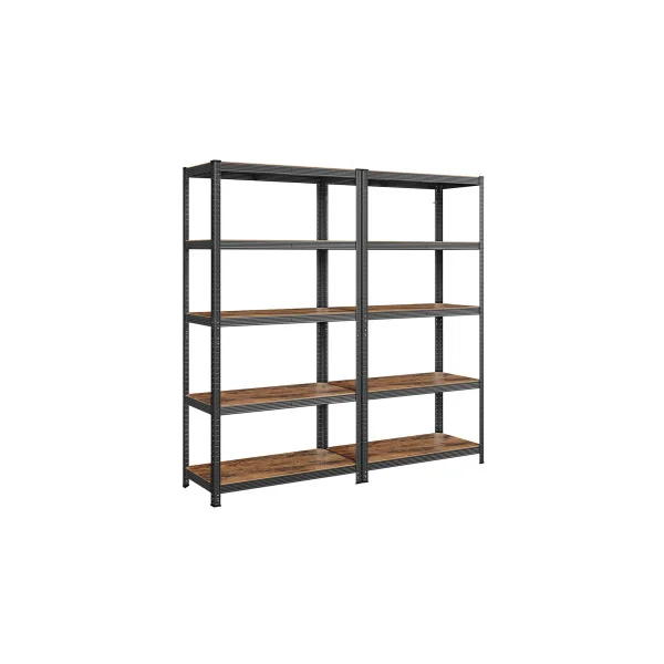 Lot de 2 Étagères 100x50x200 cm Noir et Brun Rustique Charge Lourde 600 kg