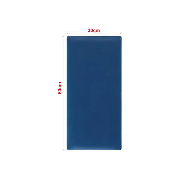 Lot de 3 Coussins Muraux en Velours 60 x 30 cm Bleu Marine