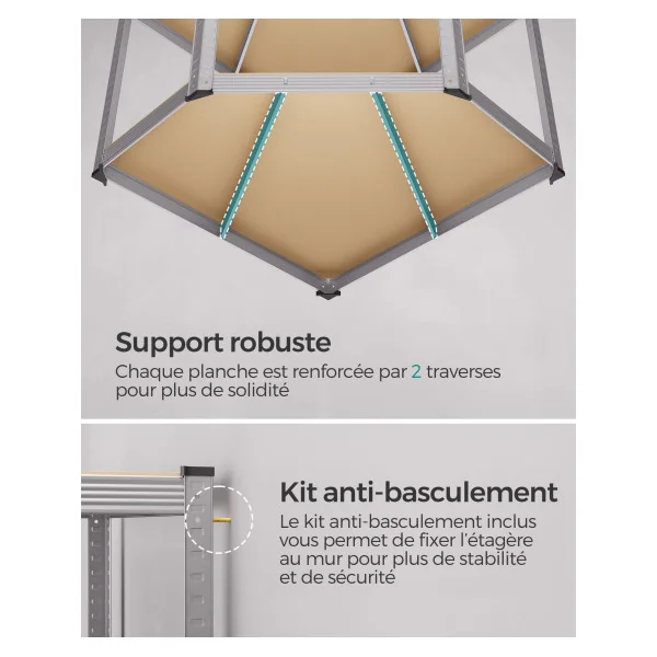 Lot de 3 Etagères de Rangement Charge Lourde 4 Niveaux Rack de Rangement