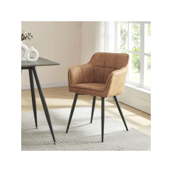 Lot de 4 Chaises de Salle à Manger 57 x 53 x 81 cm Imitation Daim Marron