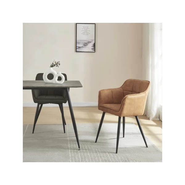 Lot de 4 Chaises de Salle à Manger 57 x 53 x 81 cm Imitation Daim Marron