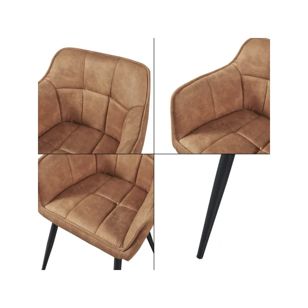 Lot de 4 Chaises de Salle à Manger 57 x 53 x 81 cm Imitation Daim Marron