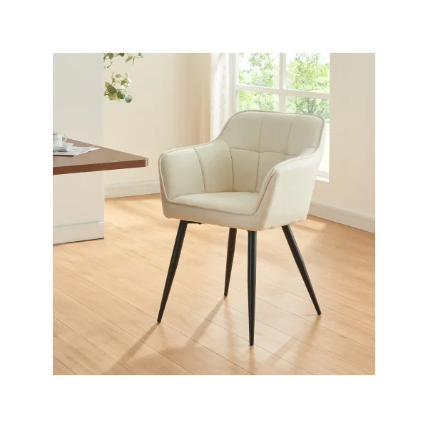Lot de 4 Chaises de Salle à Manger 57 x 53 x 81 cm Tissu Beige