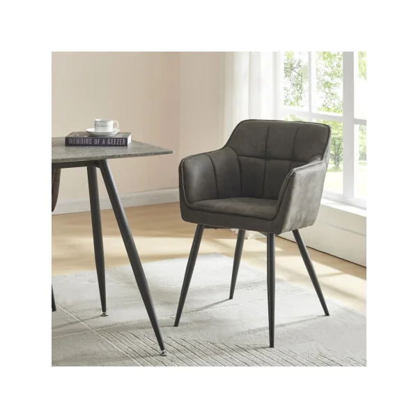 Lot de 4 Chaises de Salle à Manger 57 x 53 x 81 cm Tissu Gris Foncé