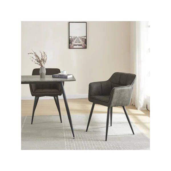 Lot de 4 Chaises de Salle à Manger 57 x 53 x 81 cm Tissu Gris Foncé