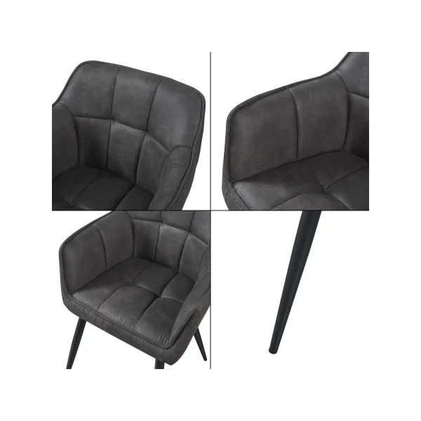 Lot de 4 Chaises de Salle à Manger 57 x 53 x 81 cm Tissu Gris Foncé