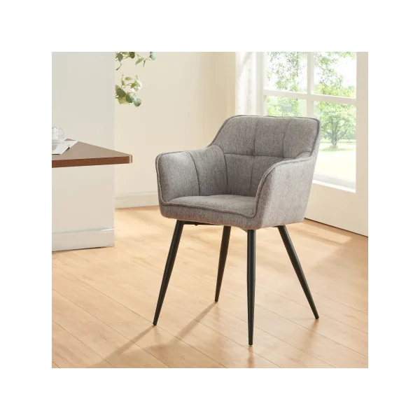Lot de 4 Chaises de Salle à Manger 57 x 53 x 81 cm Tissu Gris