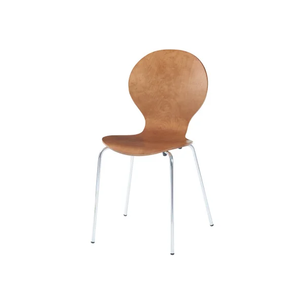 Lot de 4 Chaises de Salle à Manger Effet Noyer Empilables Moderne