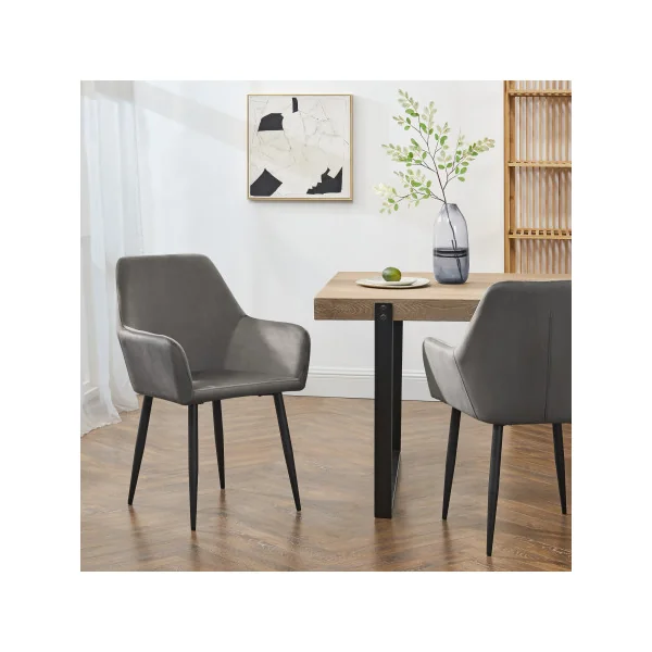Lot de 4 Chaises de Salle à Manger Gris Foncé 57 x 56 x 86 cm Aspect Velours