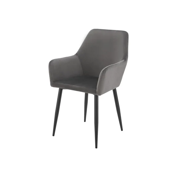 Lot de 4 Chaises de Salle à Manger Gris Foncé 57 x 56 x 86 cm Aspect Velours