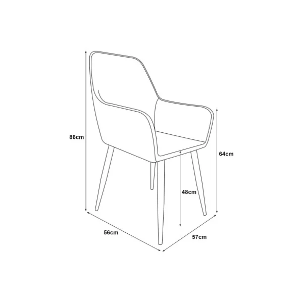 Lot de 4 Chaises de Salle à Manger Gris Foncé 57 x 56 x 86 cm Aspect Velours