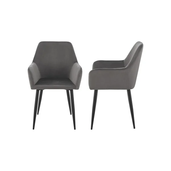 Lot de 4 Chaises de Salle à Manger Gris Foncé 57 x 56 x 86 cm Aspect Velours