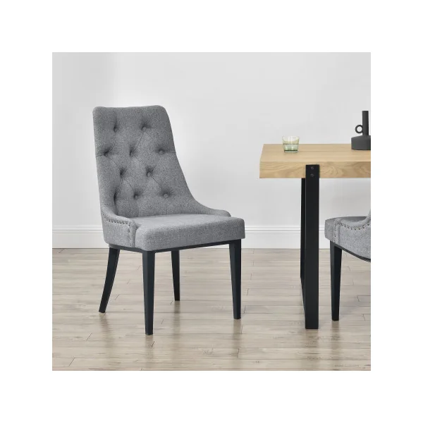 Lot de 4 Chaises de Salle à Manger Grise Chesterfield 53 x 60 x 100 cm