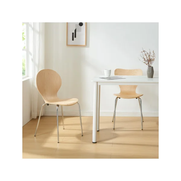 Lot de 4 Chaises de Salle à Manger Naturel Empilables