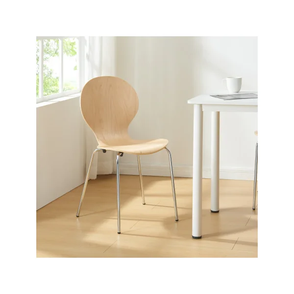 Lot de 4 Chaises de Salle à Manger Naturel Empilables