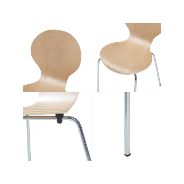 Lot de 4 Chaises de Salle à Manger Naturel Empilables