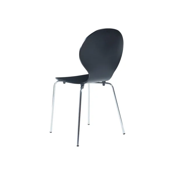 Lot de 4 Chaises de Salle à Manger Noir Empilables Moderne