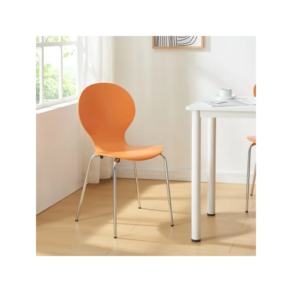 Lot de 4 Chaises de Salle à Manger Orange Empilables Rétro