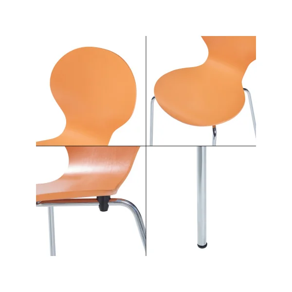 Lot de 4 Chaises de Salle à Manger Orange Empilables Rétro