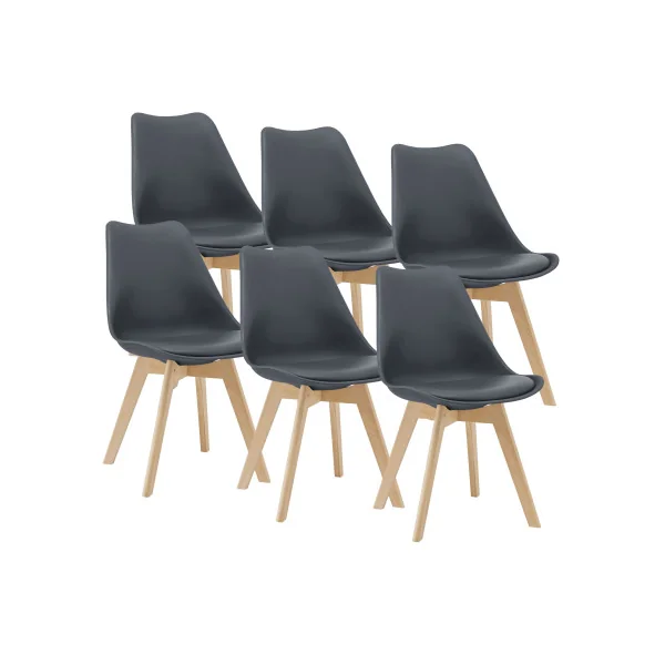 Lot de 6 chaises scandinaves en similicuir gris