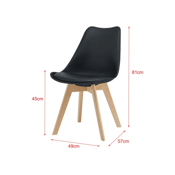 Lot de 6 chaises scandinaves en similicuir noir