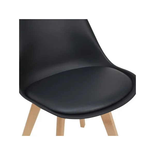 Lot de 6 chaises scandinaves en similicuir noir