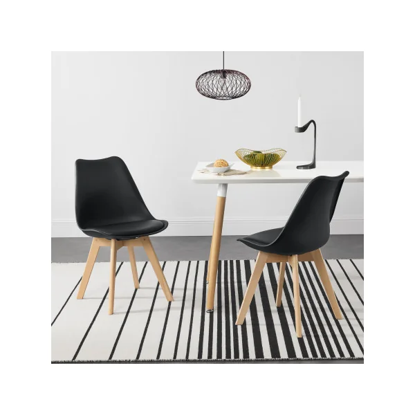Lot de 6 chaises scandinaves en similicuir noir