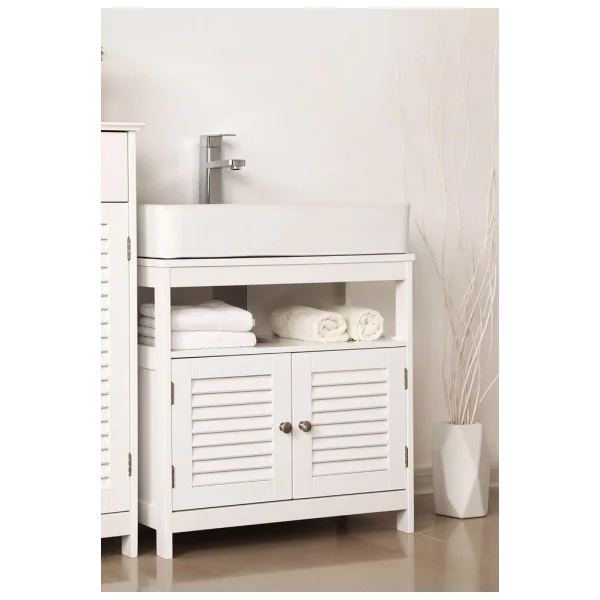 (LOT) Meuble Sous Vasque Blanc Meuble sous Lavabo et Meuble de Salle de Bain Armoire Salle de Bain