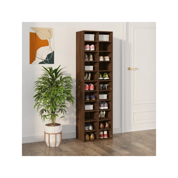 Meuble Chaussure Chêne Marron Rangement Vêtement Armoire Chaussures