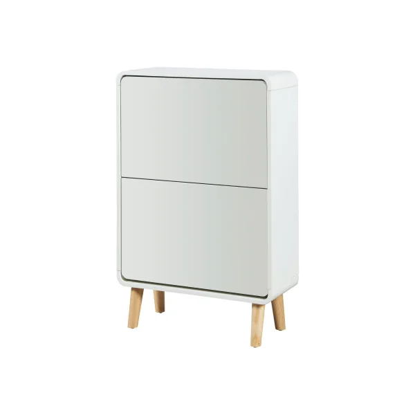 Meuble Chaussures Blanc 2 Abattants Façade Miroir Rangement Chaussures Design