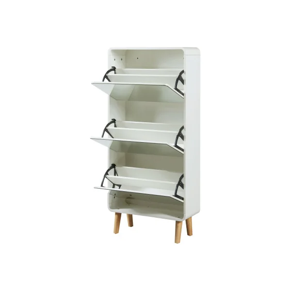 Meuble Chaussures Blanc 3 Abattants Façade Miroir Rangement Chaussures Design