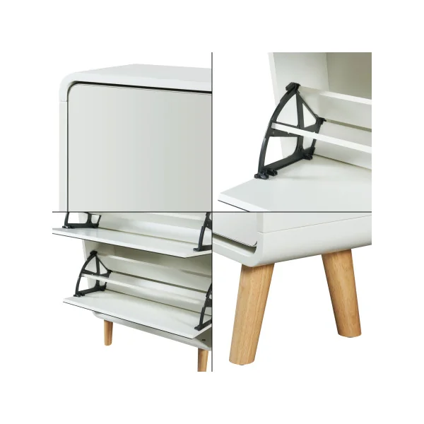 Meuble Chaussures Blanc 3 Abattants Façade Miroir Rangement Chaussures Design