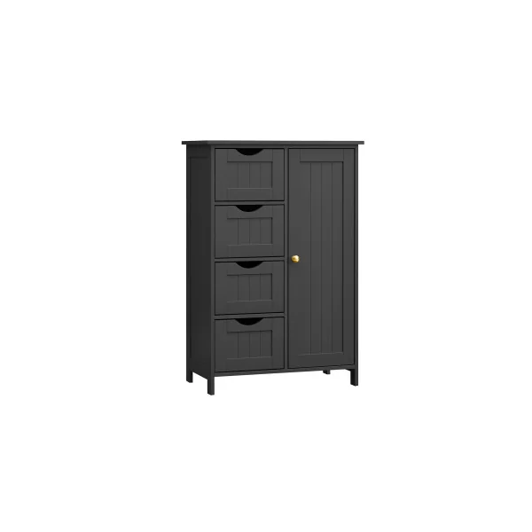 Meuble de Rangement avec 4 Tiroirs Meuble Salle de Bain Rangement Placard avec Porte