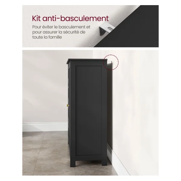Meuble de Rangement avec 4 Tiroirs Meuble Salle de Bain Rangement Placard avec Porte