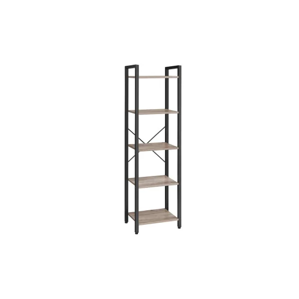 Meuble de Rangement avec Structure en Acier Étagère 5 Niveaux Industriel Grège Noir