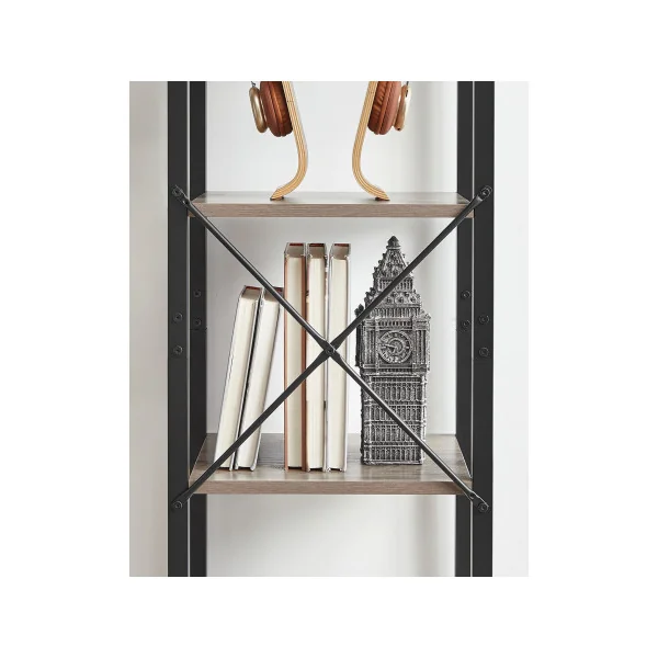 Meuble de Rangement avec Structure en Acier Étagère 5 Niveaux Industriel Grège Noir