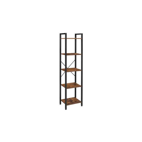 Meuble de Rangement avec Structure en Acier Étagère 5 Niveaux Industriel Marron Rustique Noir