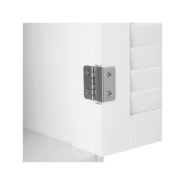 Meuble de Rangement Blanc Meuble de Salle de Bain 1 Tiroir 2 Placards Petit Buffet Salon